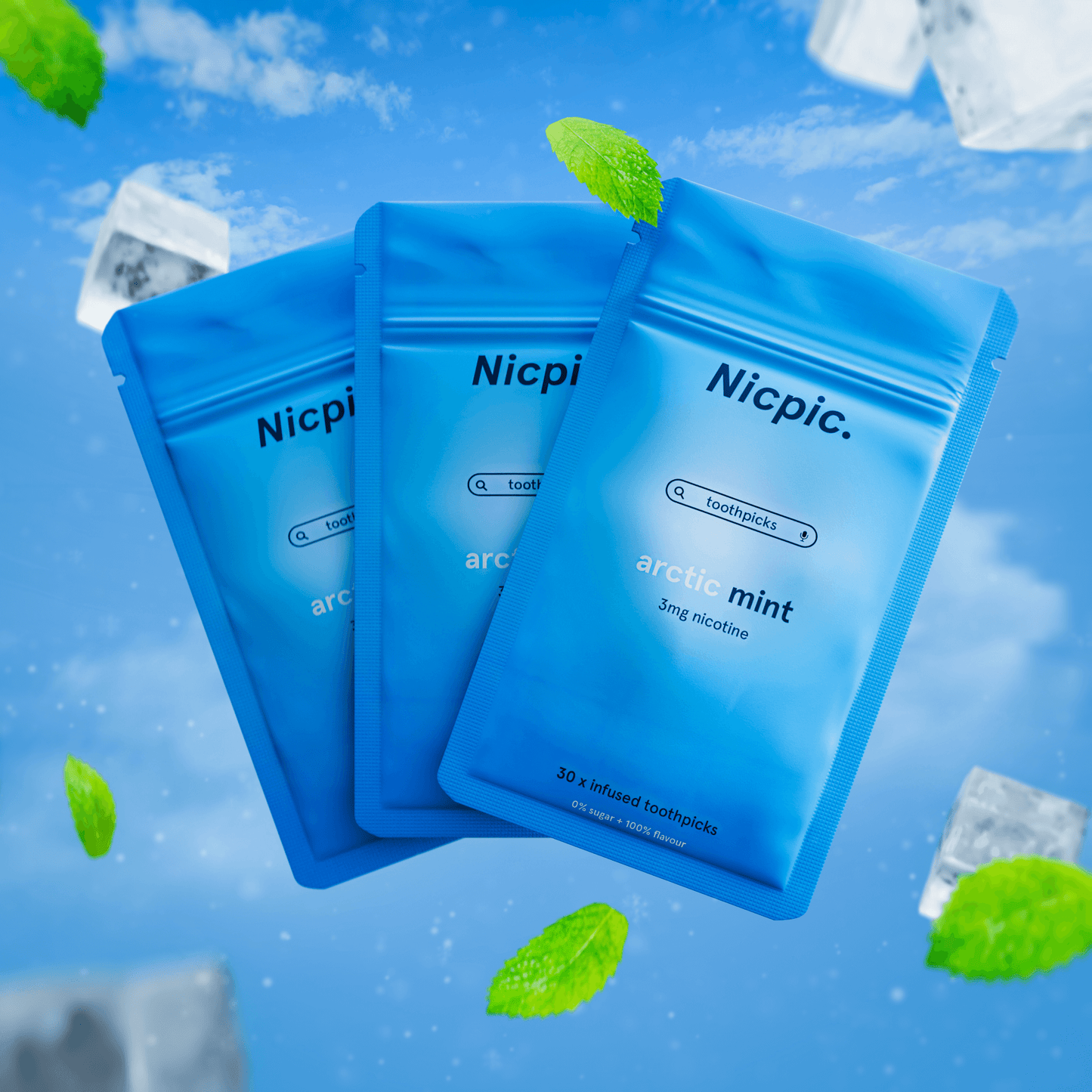 ARCTIC MINT - NICOTINE INFUSED FLAVOURED TOOTHPICKS-Nicpic-Triple Pack-Nicpic
