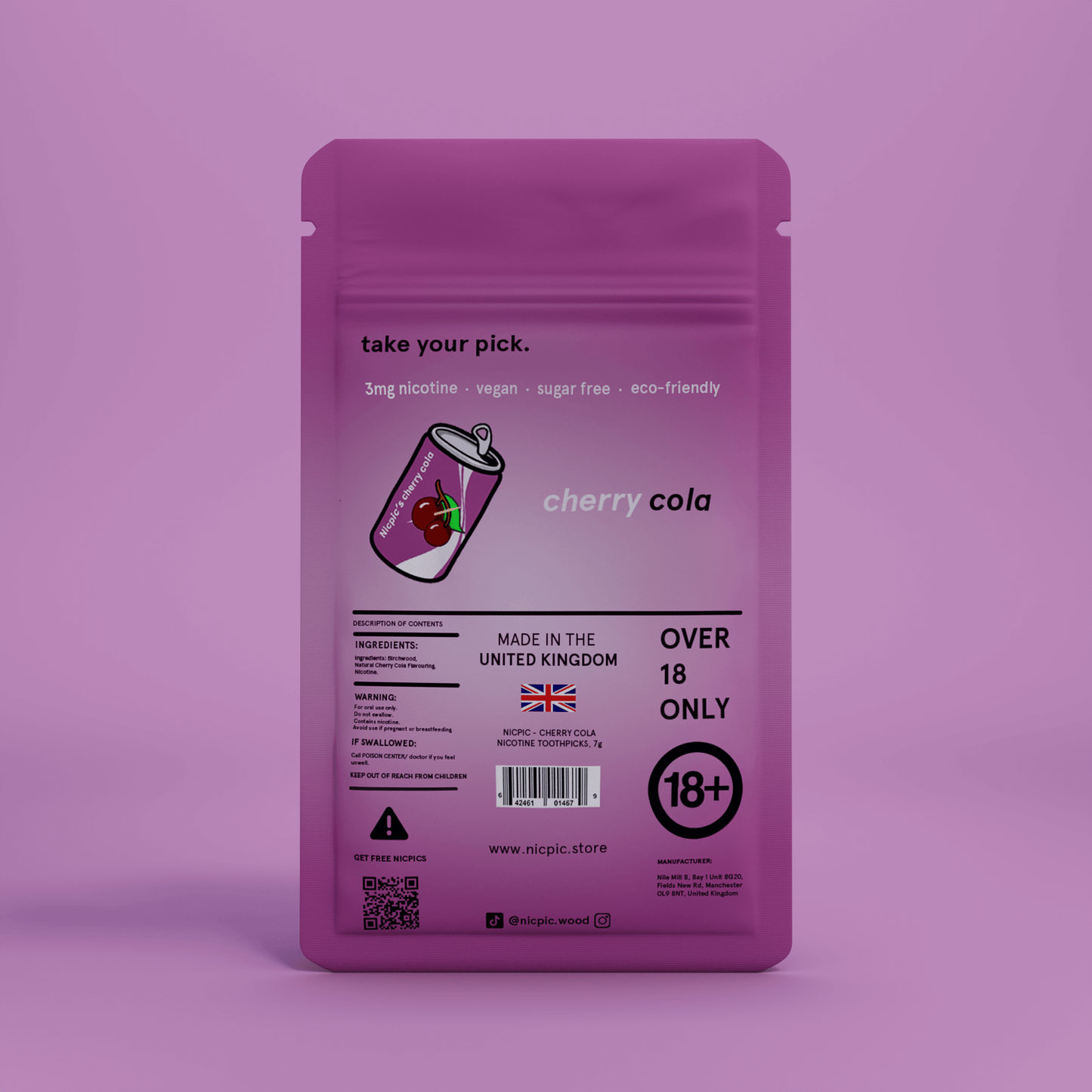 CHERRY COLA - NICOTINE INFUSED FLAVOURED TOOTHPICKS-Nicpic-Nicpic