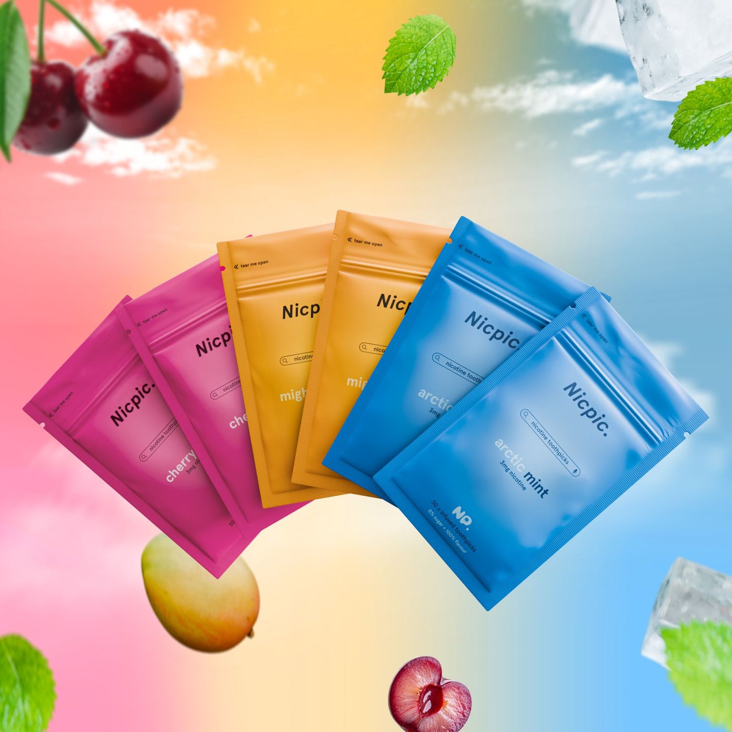 THE MIXED BUNDLE - 6X PACK - NICOTINE INFUSED FLAVOURED TOOTHPICKS - MINT, MANGO & COLA